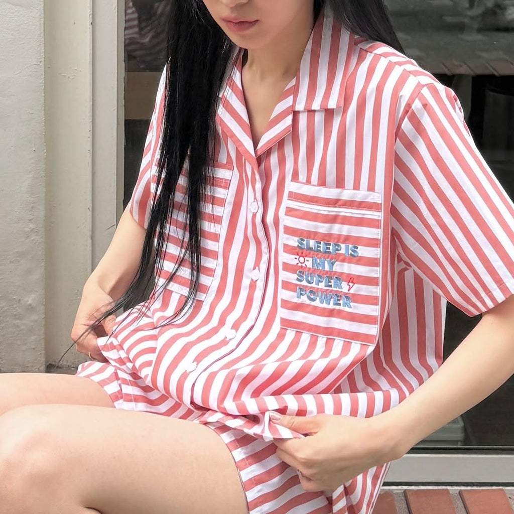 Super Power Braless Short-Sleeve Peach Skin Cotton Shorts Set – Soft & Stylish for Lounge or Daywear-image6